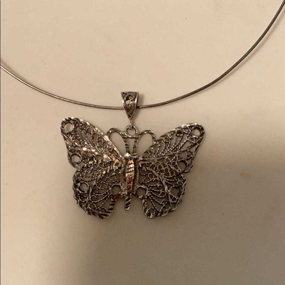 Women’s butterfly silver choker necklace